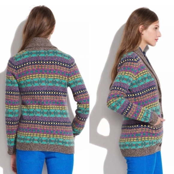 Madewell Wallace Colorful Shawl Collar Cardigan Merino Wool XS - Picture 3 of 13
